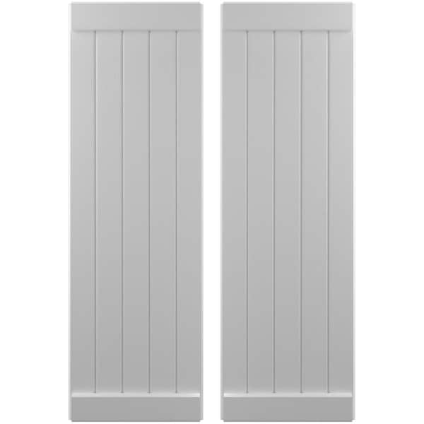 Ekena Millwork Americraft 5-Board Exterior Wood Joined Board-n-Batten Shutters w/ End Batten, ARW103BB518X45PRH - ARW103BB518X45PRH