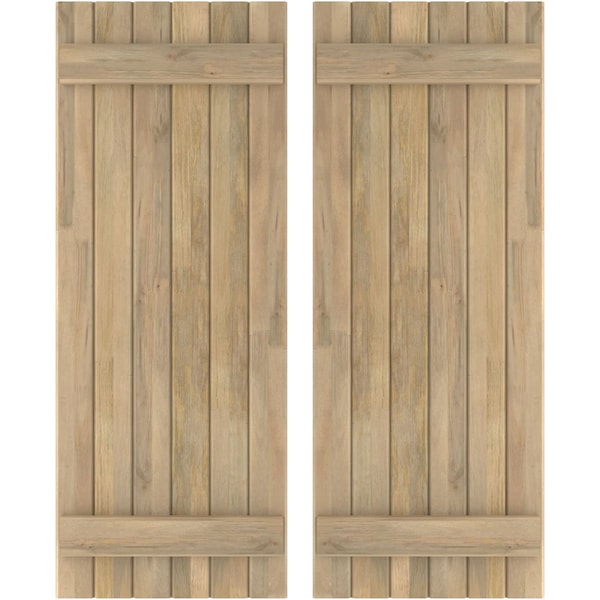 Ekena Millwork Americraft 6-Board (2 Batten) Exterior Real Wood Joined Board-n-Batten Shutters, ARW101BB621X39UNH, PR - ARW101BB621X39UNH