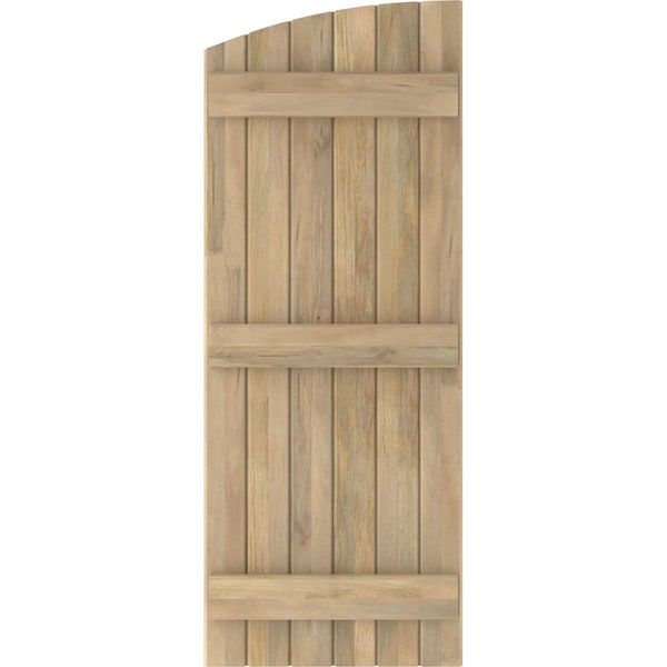 Ekena Millwork Americraft 6-Board (3 Batten) Wood Joined Board-n-Batten Shutters w/Ellipt Top, ARW401BE621X67UNH, PR - ARW401BE621X67UNH