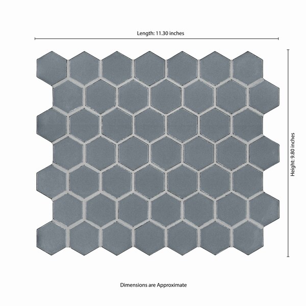 Msi Cielo Azul Hexagon 10  in. X 11  in. Glossy Porcelain Mosaic Floor And Wall Tile, 15PK - ZOR-MD-0627
