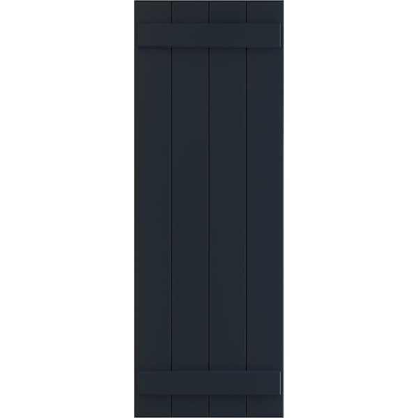 Ekena Millwork True Fit PVC Four Board Joined Board-n-Batten Shutters, Starless Night Blue, 21 1/2W x 61H, PR - TFP101BBF21X061OB