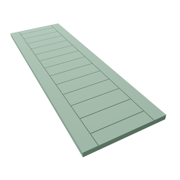 Ekena Millwork True Fit PVC Horizontal Slat Framed Modern Style Fixed Mount Shutters, Seaglass, 18W x 44H, PR - TFP001HF18X044SG
