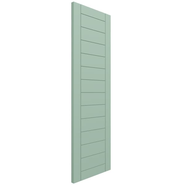 Ekena Millwork True Fit PVC Horizontal Slat Framed Modern Style Fixed Mount Shutters, Seaglass, 18W x 44H, PR - TFP001HF18X044SG