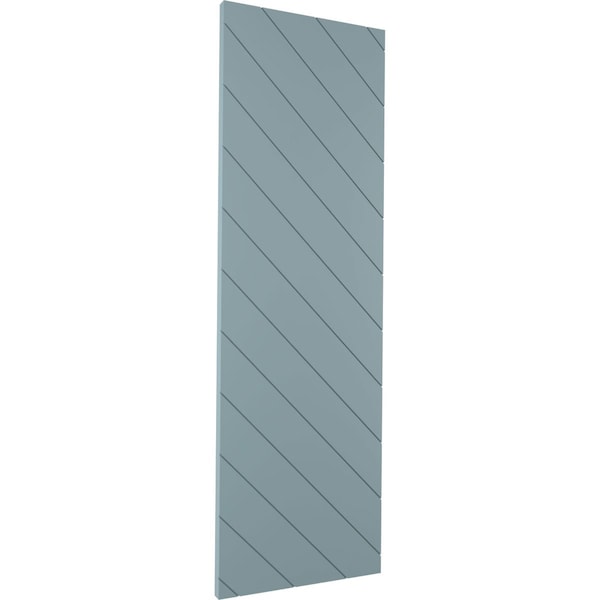 Ekena Millwork 18W x 59H True Fit PVC Diagonal Slat Modern Style Fixed Mount Shutters, Peaceful Blue, PR - TFP001DG18X059SB