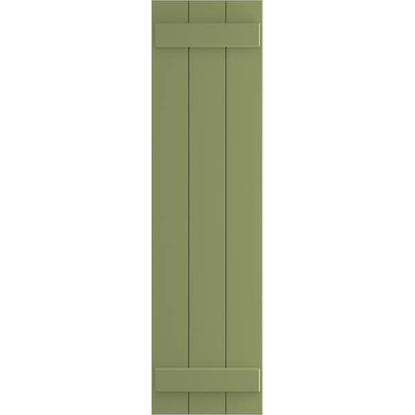 Ekena Millwork True Fit PVC Three Board Joined Board-n-Batten Shutters, Moss Green, 16 1/8W x 40H, PR - TFP101BBF16X040MG