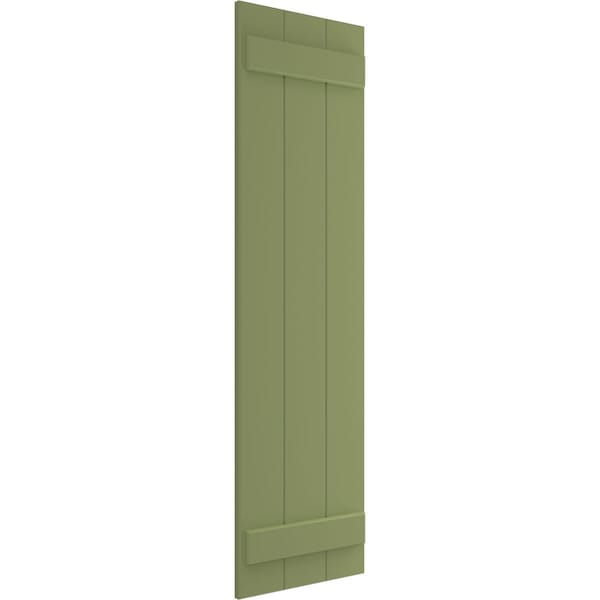 Ekena Millwork True Fit PVC Three Board Joined Board-n-Batten Shutters, Moss Green, 16 1/8W x 40H, PR - TFP101BBF16X040MG