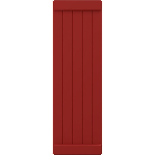 Ekena Millwork Americraft 5-Board Exterior Wood Joined Board-n-Batten Shutters w/ End Batten, ARW103BB518X33BRH, PR - ARW103BB518X33BRH