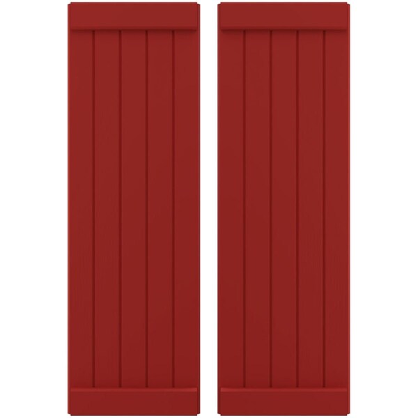 Ekena Millwork Americraft 5-Board Exterior Wood Joined Board-n-Batten Shutters w/ End Batten, ARW103BB518X33BRH, PR - ARW103BB518X33BRH