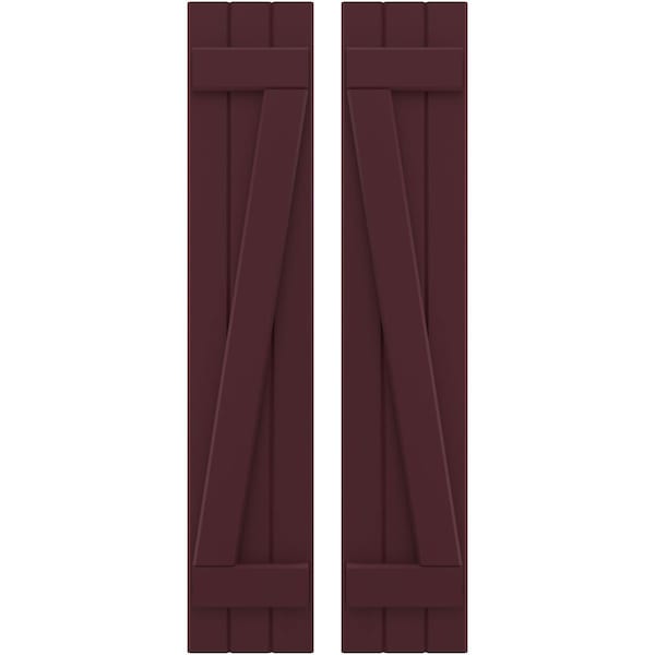 Ekena Millwork Americraft 3-Board (2 Batten) Wood Joined Board-n-Batten Shutters w/ Z-Bar, ARW102BB311X49WRH, PR - ARW102BB311X49WRH