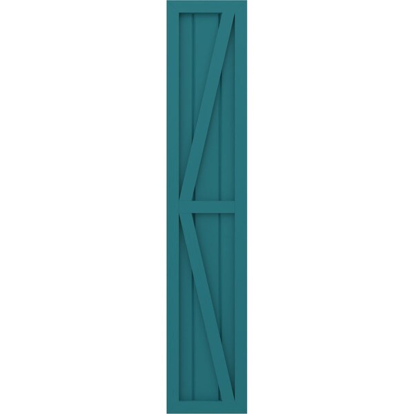 Ekena Millwork Americraft 3-Board Wood 2 Equal Panel Frmd Board-n-Batten Shutters w/Dubl Z-Bar, ARW102BF311X34ANH, PR - ARW102BF311X34ANH