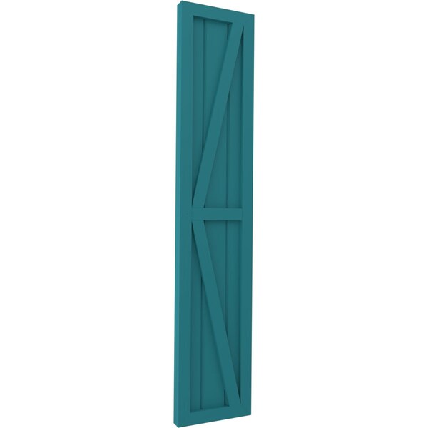 Ekena Millwork Americraft 3-Board Wood 2 Equal Panel Frmd Board-n-Batten Shutters w/Dubl Z-Bar, ARW102BF311X34ANH, PR - ARW102BF311X34ANH