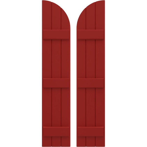 Ekena Millwork Americraft 3-Board (3 Batten) Wood Joined Board-n-Batten Shutters w/ Arch Top, ARW401BQ311X44BRH, PR - ARW401BQ311X44BRH