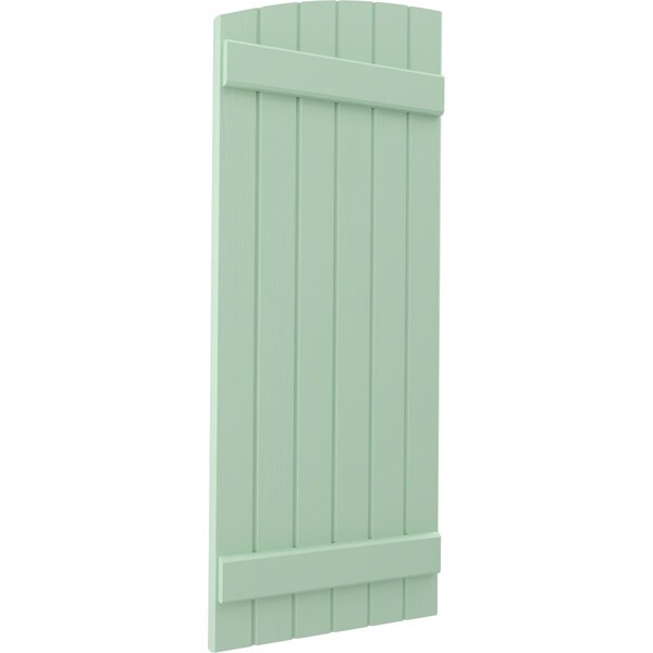 Ekena Millwork Americraft 6-Board (2 Batten) Wood Joined Board-n-Batten Shutters w/Ellipt Top, ARW101BE621X36SGH, PR - ARW101BE621X36SGH