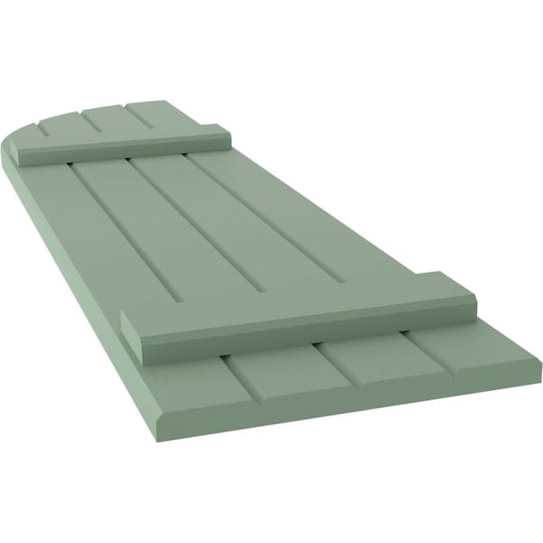 Ekena Millwork Americraft 4-Board (2 Batten) Wood Joined Board-n-Batten Shutters w/ Arch Top, ARW101BQ414X31TGH, PR - ARW101BQ414X31TGH