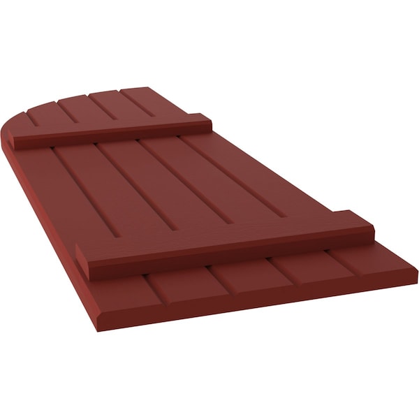 Ekena Millwork Americraft 5-Board (2 Batten) Wood Joined Board-n-Batten Shutters w/ Arch Top, ARW101BQ518X56MRH, PR - ARW101BQ518X56MRH