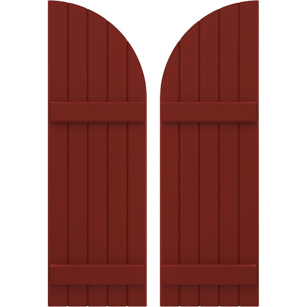 Ekena Millwork Americraft 5-Board (2 Batten) Wood Joined Board-n-Batten Shutters w/ Arch Top, ARW101BQ518X56MRH, PR - ARW101BQ518X56MRH
