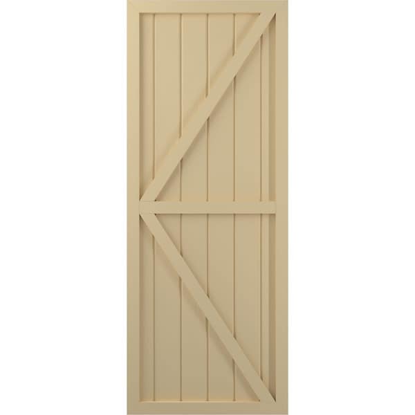 Ekena Millwork Americraft 6-Board Wood 2 Equal Panel Frmd Board-n-Batten Shutters w/Dubl Z-Bar, ARW102BF621X32NTH, PR - ARW102BF621X32NTH