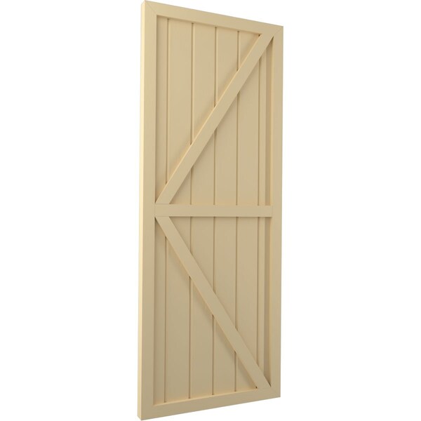 Ekena Millwork Americraft 6-Board Wood 2 Equal Panel Frmd Board-n-Batten Shutters w/Dubl Z-Bar, ARW102BF621X32NTH, PR - ARW102BF621X32NTH