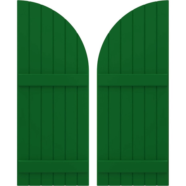 Ekena Millwork Americraft 6-Board (2 Batten) Wood Joined Board-n-Batten Shutters w/ Arch Top, ARW101BQ621X64HGH, PR - ARW101BQ621X64HGH