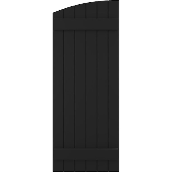 Ekena Millwork Americraft 6-Board (2 Batten) Wood Joined Board-n-Batten Shutters w/Ellipt Top, ARW101BE621X35BLH, PR - ARW101BE621X35BLH