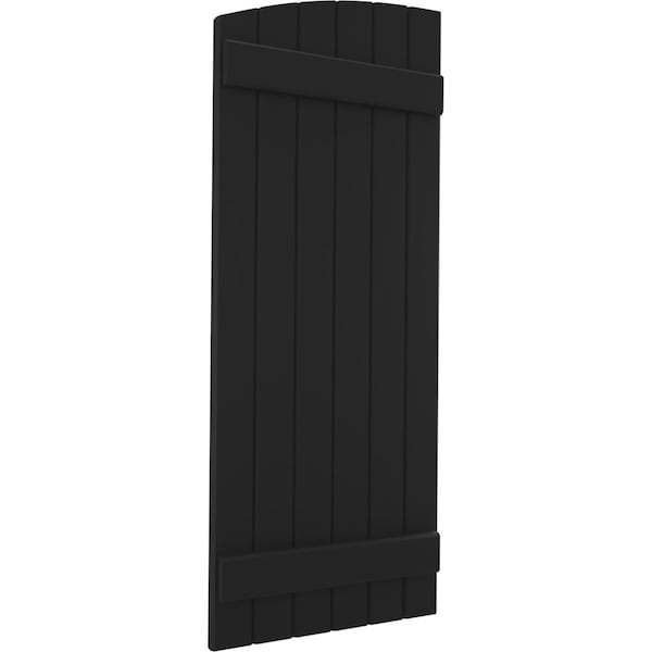 Ekena Millwork Americraft 6-Board (2 Batten) Wood Joined Board-n-Batten Shutters w/Ellipt Top, ARW101BE621X35BLH, PR - ARW101BE621X35BLH