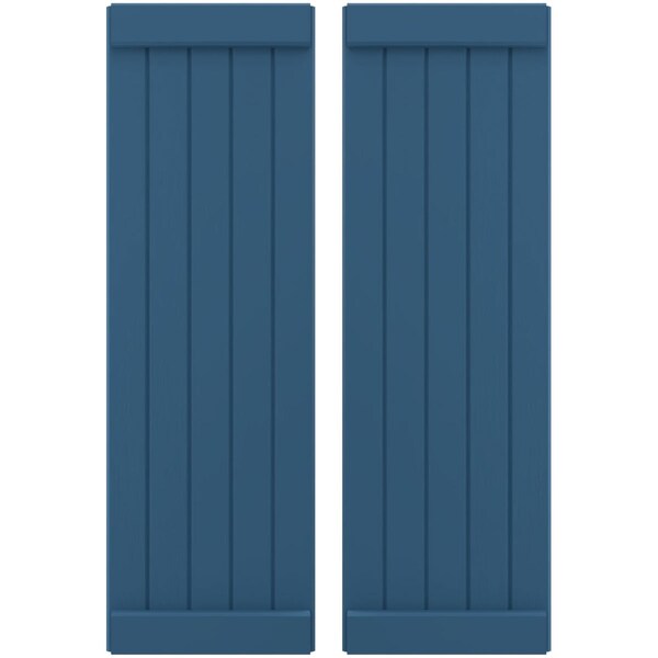 Ekena Millwork Americraft 5-Board Exterior Wood Joined Board-n-Batten Shutters w/ End Batten, ARW103BB518X83HBH, PR - ARW103BB518X83HBH