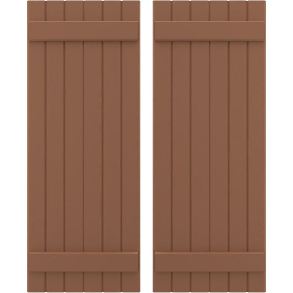 Ekena Millwork Americraft 6-Board (2 Batten) Exterior Real Wood Joined Board-n-Batten Shutters, ARW101BB621X61BTH, PR - ARW101BB621X61BTH
