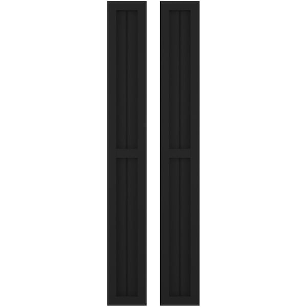 Ekena Millwork Americraft 2-Board Exterior Wood 2 Equal Panel Framed Board-n-Batten Shutters, ARW101BF207X40BLH, PR - ARW101BF207X40BLH