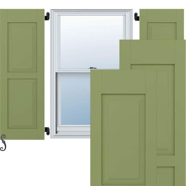 Ekena Millwork Americraft 2 Equal Raised Panel Exterior Real Wood Shutters, RW101RP18X40MGH, PR - RW101RP18X40MGH