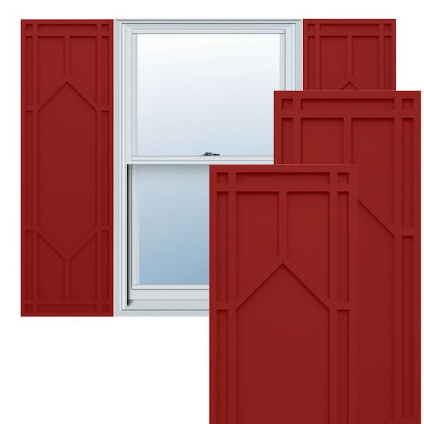 Ekena Millwork True Fit PVC Shaker Fixed Mount Shutters, Fire Red, 18W x 59H, PR - TFP001SK18X059BR
