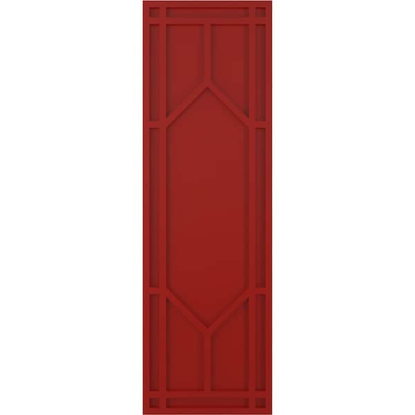 Ekena Millwork True Fit PVC Shaker Fixed Mount Shutters, Fire Red, 18W x 59H, PR - TFP001SK18X059BR