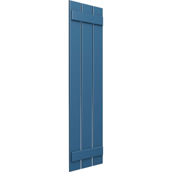 Ekena Millwork True Fit PVC Three Board Spaced Board-n-Batten Shutters, Sojourn Blue, 17 1/8W x 37H, PR - TFP101SBF17X037HB