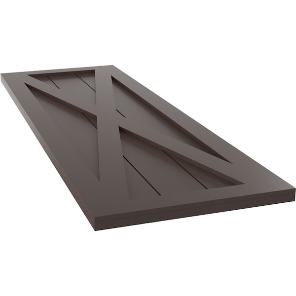 Ekena Millwork True Fit PVC Single X-Board Farmhouse Fixed Mount Shutters, Raisin Brown, 15W x 54H, PR - TFP001FH15X054TB