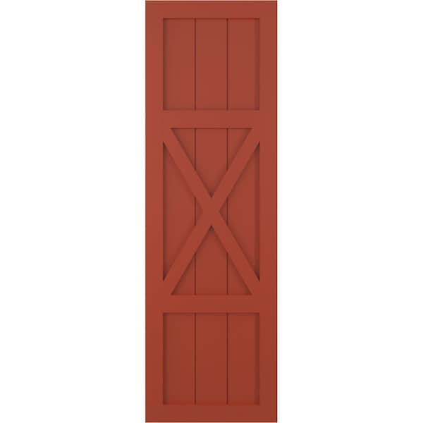 Ekena Millwork True Fit PVC Center X-Board Farmhouse Fixed Mount Shutters, Colorful Leaves , 15W x 67H, PR - TFP107FH15X067CL