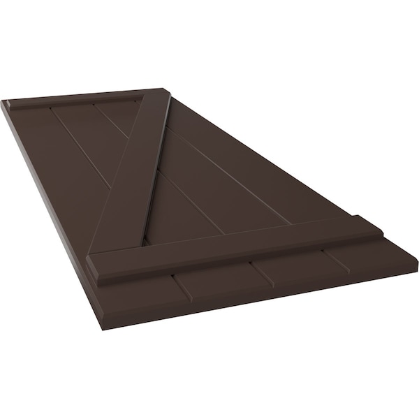 Ekena Millwork True Fit PVC Four Board Joined Board-n-Batten Shutters w/Z-Bar, Raisin Brown , 21 1/2W x 32H, PR - TFP102BBF21X032TB