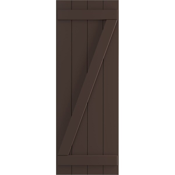 Ekena Millwork True Fit PVC Four Board Joined Board-n-Batten Shutters w/Z-Bar, Raisin Brown , 21 1/2W x 32H, PR - TFP102BBF21X032TB