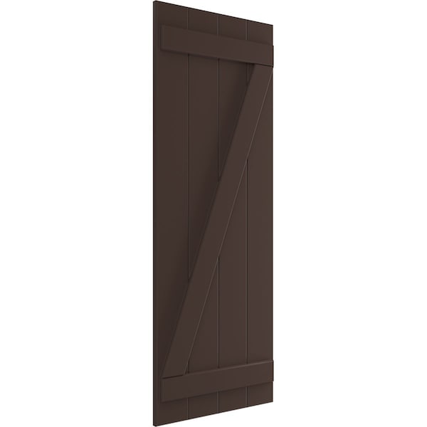 Ekena Millwork True Fit PVC Four Board Joined Board-n-Batten Shutters w/Z-Bar, Raisin Brown , 21 1/2W x 32H, PR - TFP102BBF21X032TB
