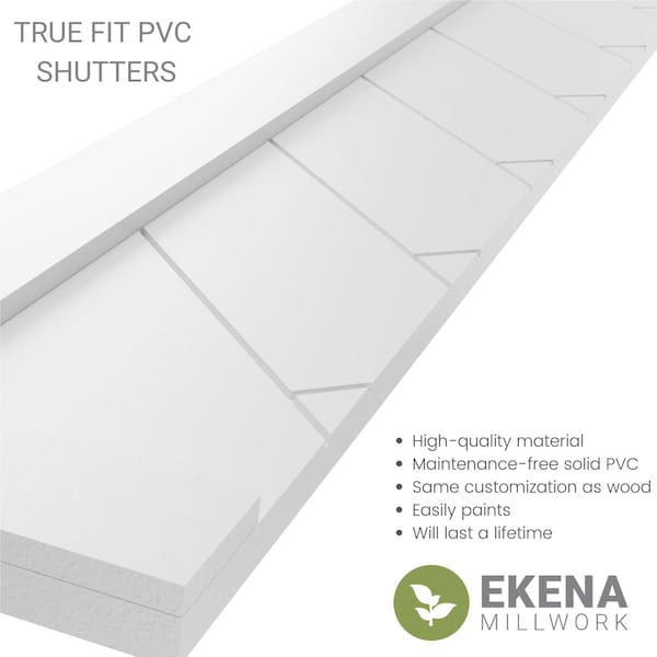 Ekena Millwork True Fit PVC Single Panel Herringbone Modern Style Fixed Mount Shutters, Primed, 15"W x 35"H - TFP001HB15X035PR