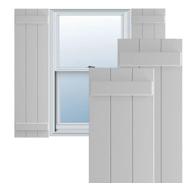 Ekena Millwork True Fit PVC Three Board Joined Board-n-Batten Shutters, Primed, 16 1/8"W x 57"H - TFP101BBF16X057PR