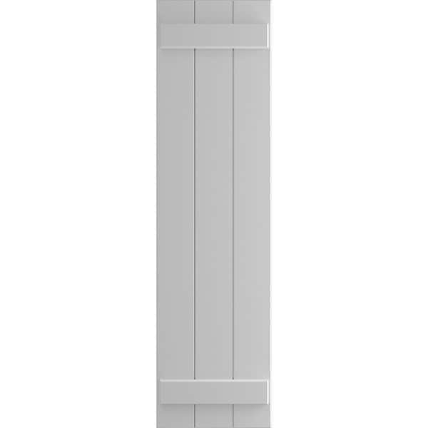 Ekena Millwork True Fit PVC Three Board Joined Board-n-Batten Shutters, Primed, 16 1/8"W x 57"H - TFP101BBF16X057PR