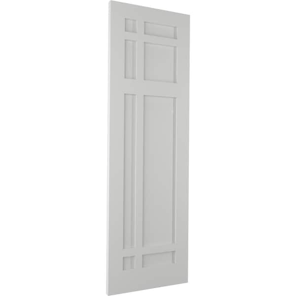 Ekena Millwork True Fit PVC San Juan Capistrano Mission Style Fixed Mount Shutters, Hailstorm Gray, 12W x 37H, PR - TFP001SJ12X037ST