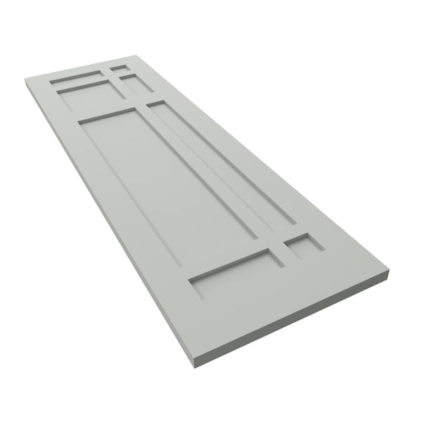 Ekena Millwork True Fit PVC San Juan Capistrano Mission Style Fixed Mount Shutters, Hailstorm Gray, 12W x 37H, PR - TFP001SJ12X037ST