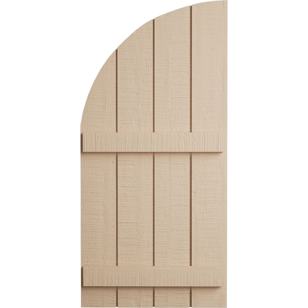 Ekena Millwork Rough Cedar 4 Board Joined Board-n-Batten w/Quarter Round Arch Top Faux Wood Shutters, 22W x 70H, PR - SHUBJQ22X70RCPR