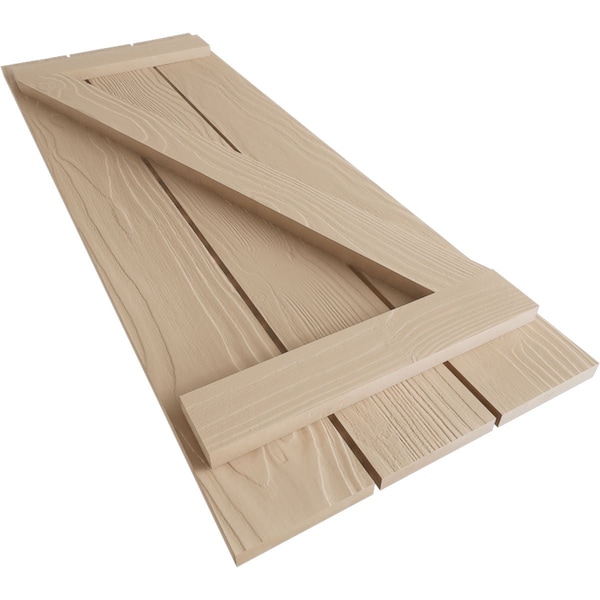 Ekena Millwork Rustic Three Board Spaced Board-n-Batten Sandblasted Faux Wood Shutters w/Z-Board, 17 1/2W x 66H, PR - SHUBSZ17X66SDPR