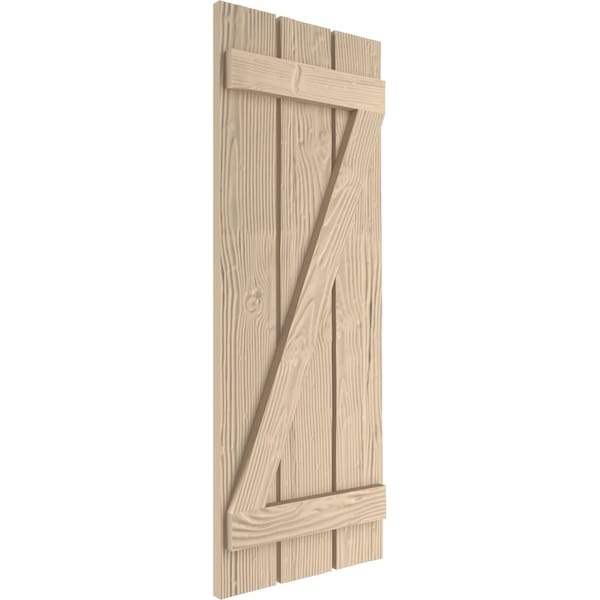 Ekena Millwork Rustic Three Board Spaced Board-n-Batten Sandblasted Faux Wood Shutters w/Z-Board, 17 1/2W x 66H, PR - SHUBSZ17X66SDPR