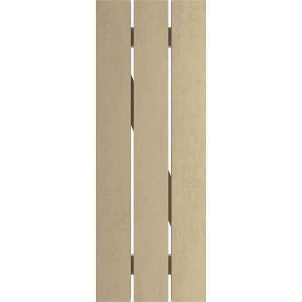Ekena Millwork Rustic Three Board Spaced Board-n-Batten Sandblasted Faux Wood Shutters w/Z-Board, 17 1/2W x 66H, PR - SHUBSZ17X66SDPR
