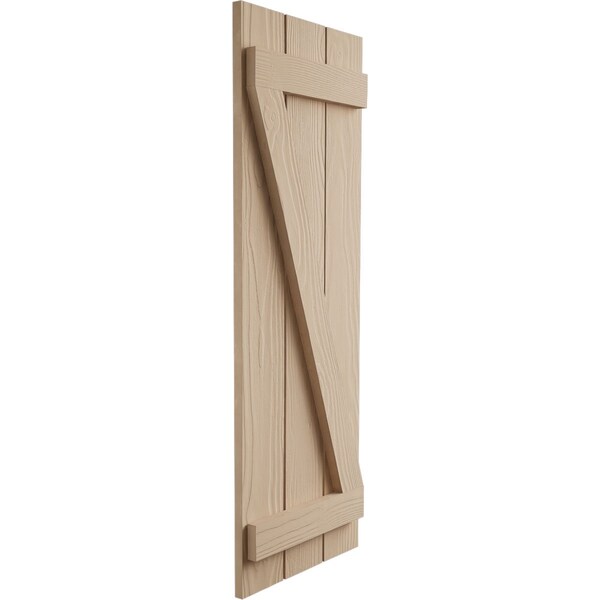 Ekena Millwork Rustic Three Board Spaced Board-n-Batten Sandblasted Faux Wood Shutters w/Z-Board, 17 1/2W x 66H, PR - SHUBSZ17X66SDPR