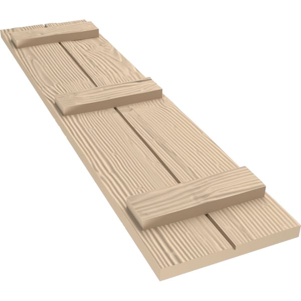 Ekena Millwork Rustic Two Board Joined Board-n-Batten Sandblasted Faux Wood Shutters, 11W x 80H, PR - SHUBJS11X80SDPR