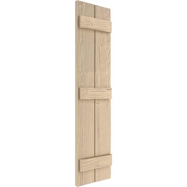 Ekena Millwork Rustic Two Board Joined Board-n-Batten Sandblasted Faux Wood Shutters, 11W x 80H, PR - SHUBJS11X80SDPR