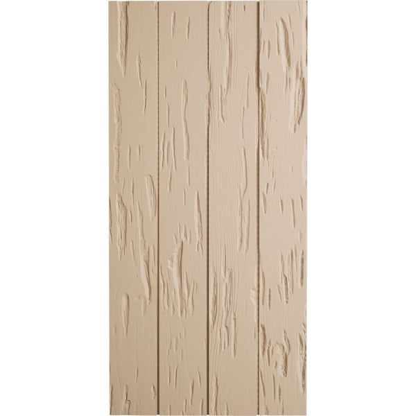 Ekena Millwork Rustic Four Board Joined Board-n-Batten Pecky Cypress Faux Wood Shutters w/No Batten, 22"W x 86"H - SHUBJN22X86PCPR